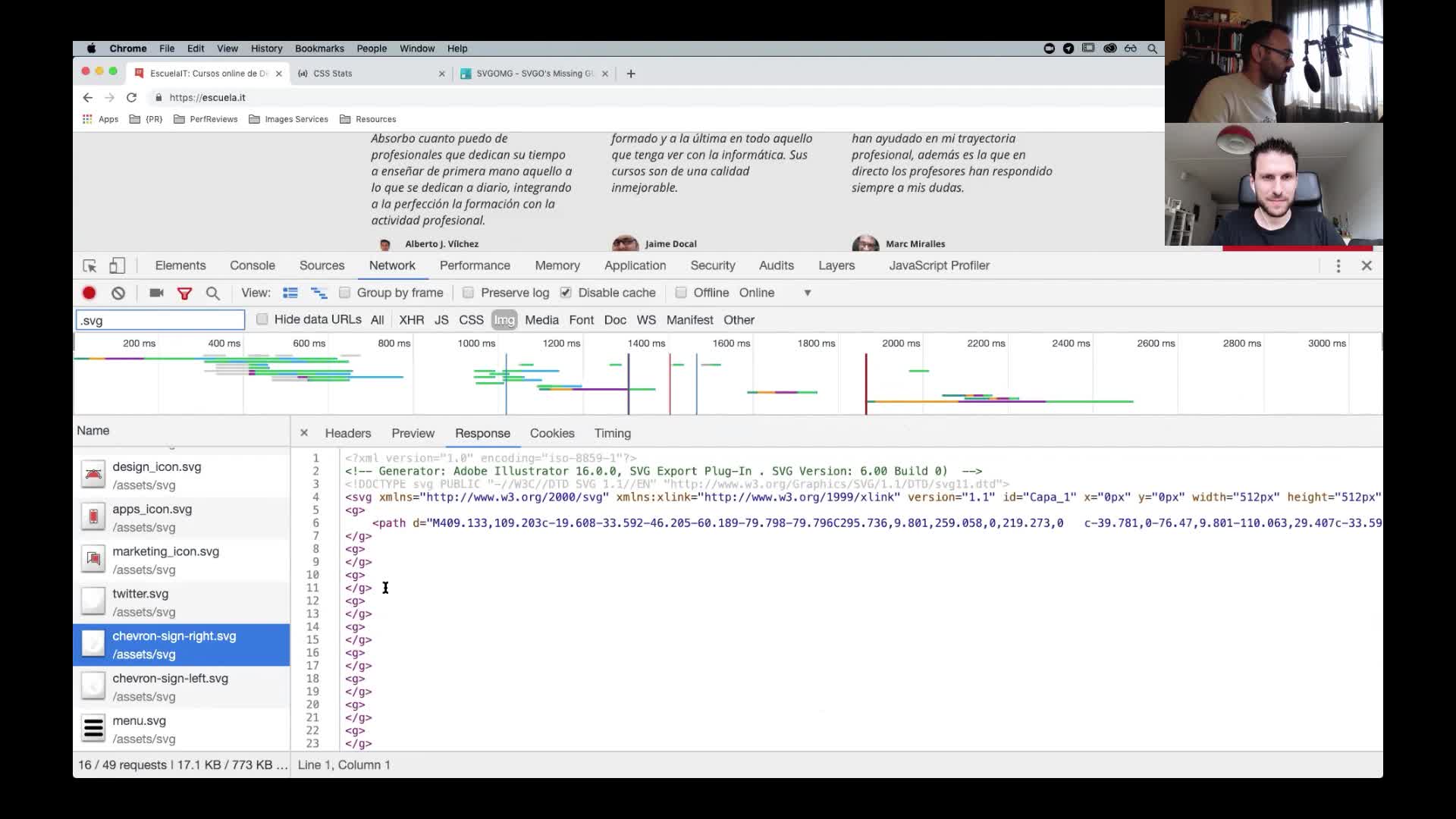 Grupos vacíos en el SVG de la web de Escuela IT