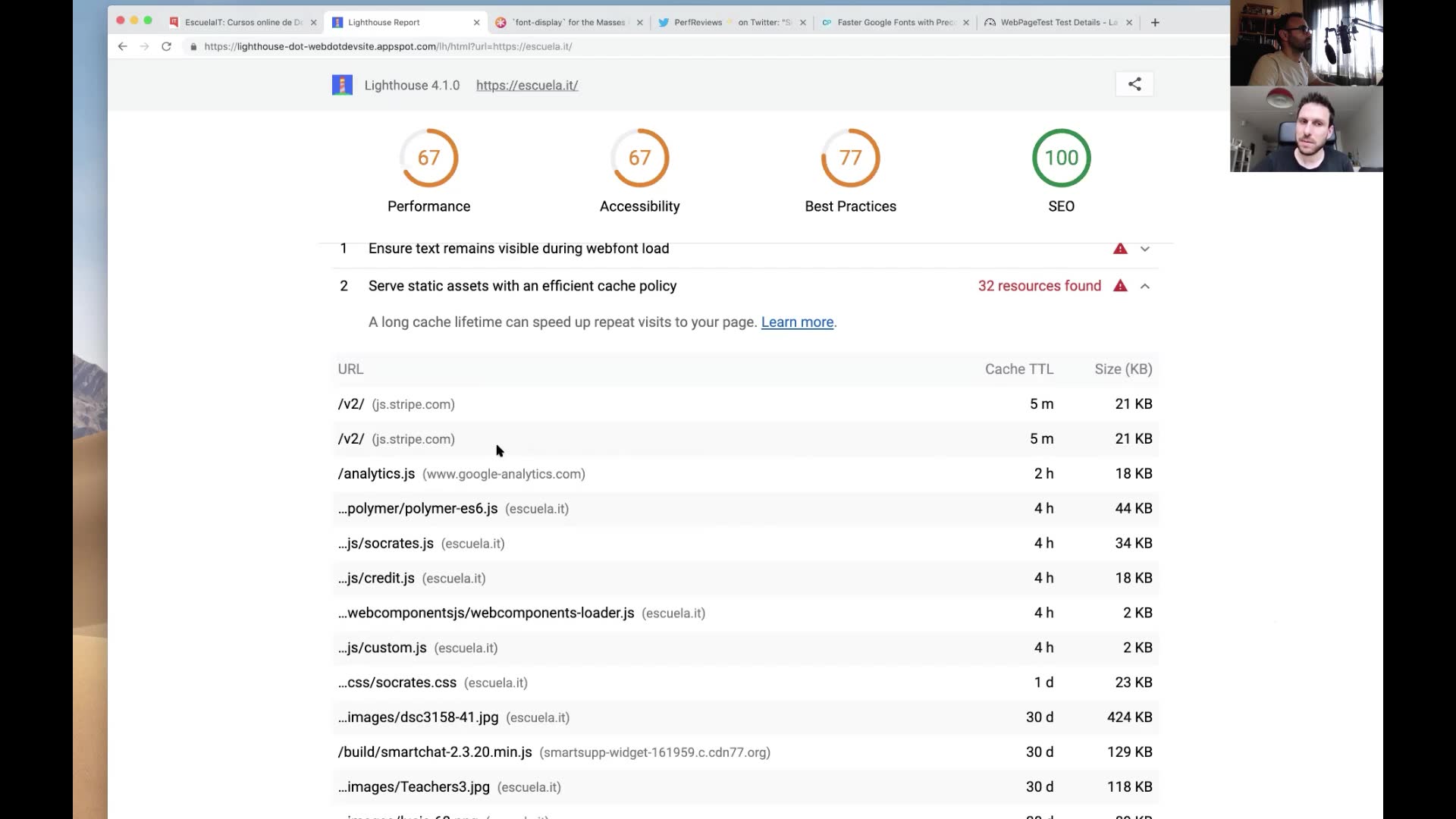 Cache policy no óptima en la web de Escuela IT