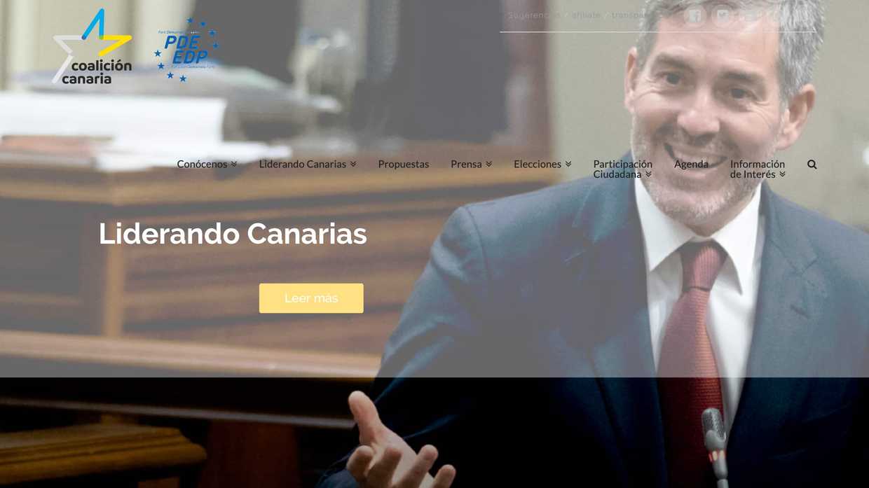 Captura de pantalla de la web de Coalición Canaria