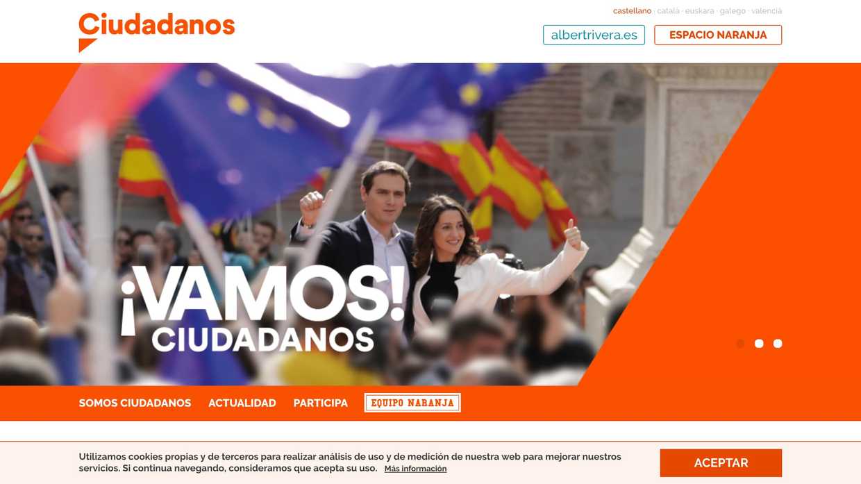 Captura de pantalla de la web de Ciudadanos